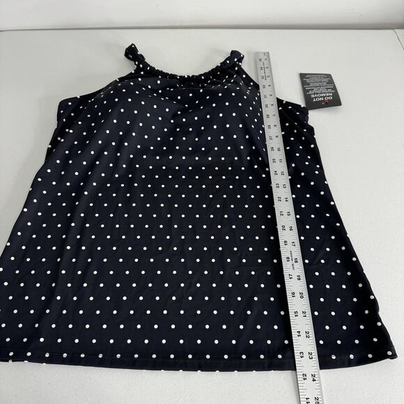 SwimsuitsForAll Swimwear High Neck Tankini Top Womens 16 Black Polka Dot Resort - Picture 12 of 14